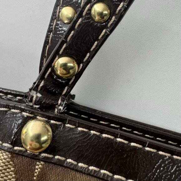 Y2K COACH Signature Stripe Studded Tote Handbag Monogram No G1220-F20014 READ - Picture 7 of 12